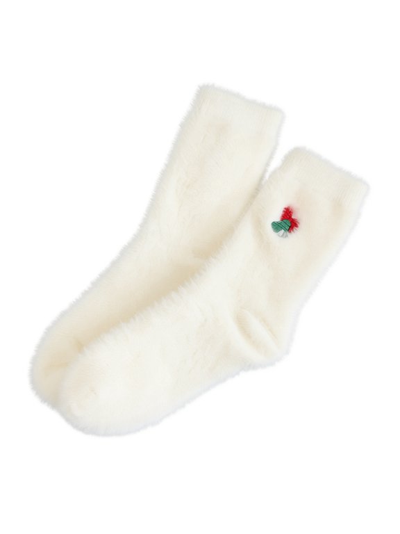 Fuzzy Socks Plush Sleep Cozy Winter Warm Christmas Tree Soft Fluffy Socks Gifts for Womens Home Sleeping Sock Off-White One Size