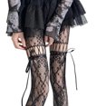 thumbnail image 1 of Voska Gothic Retro Hollow Lace Thigh High Stockings Bow Ribbon Decor Sheer Fishnet Long Socks Fashion Mesh Hosiery For Women Girls Daily And Costume Wear, 1 of 3