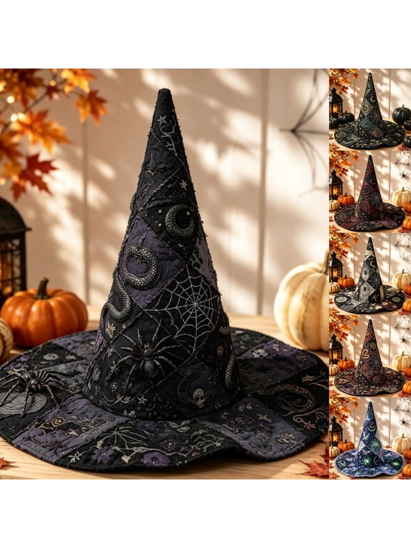 Halloween Party High Top Witch Hat Fashion Headwear Stylish Costume Accessory for Party Camping Beach Outdoor Daily Activities A One Size