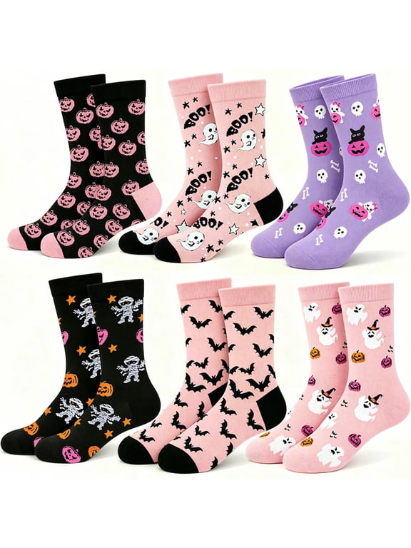 Halloween Unisex Thick Warm Crew Socks Funny Pattern Fall Winter Cozy Knit Mid Calf Novelty Socks Men Women Streetwear E One Size