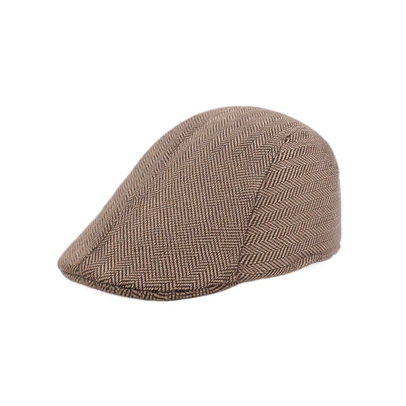 Voska Herringbone Flat Ivy Newsboy Cap for Men Classic Tweed Newsboy Hat Wool Blend Flat Cap Gatsby Cabbie Hats Ivy Caps Brown One Size