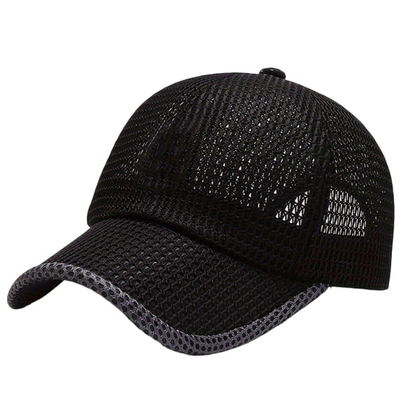 Voska Lightweight Mesh Baseball Hat Unisex Fishing Sun Hat Breathable Polyester Cotton Outdoor Cap Black
