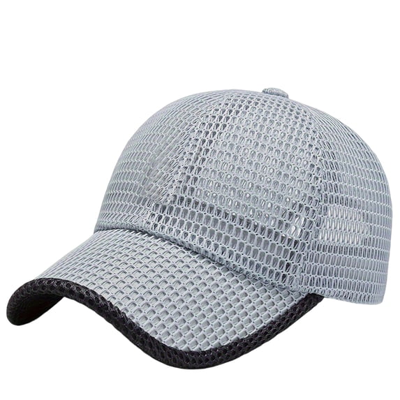 Voska Lightweight Mesh Baseball Hat Unisex Fishing Sun Hat Breathable Polyester Cotton Outdoor Cap Light Gray