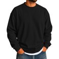 thumbnail image 1 of Voska Men's Casual Long Sleeves Crewneck Sweatshirts Solid Color Classic Pullover Lightweight Slim Fit Tops Black L, 1 of 4