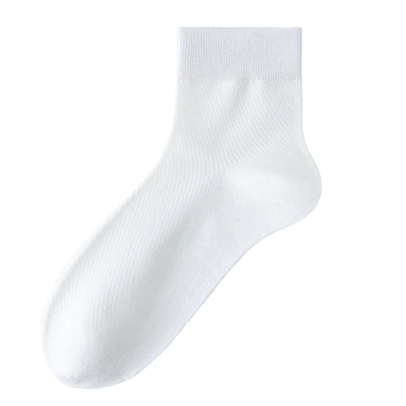 Voska Men's Cooling Mesh Mid Calf Socks Seamless Toe Wicking Odor Resistant Lightweight Athletic Daily Socks White One Size