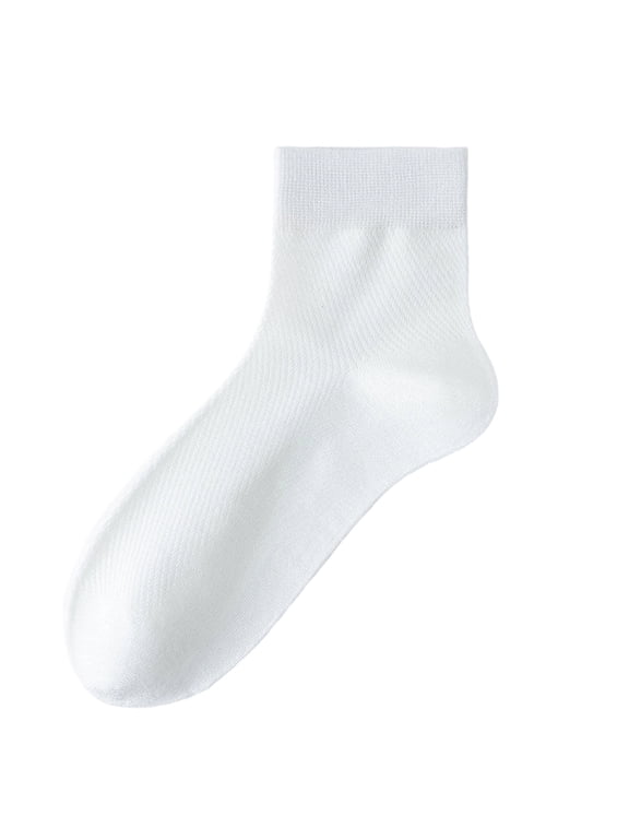 Men's Cooling Mesh Mid Calf Socks Seamless Toe Wicking Odor Resistant Lightweight Athletic Daily Socks White One Size