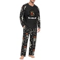 thumbnail image 1 of Voska Men's Halloween Ghost Graphic Pajama Set Crew Neck Raglan Long Sleeve Top Pumpkin Print Straight‑Leg PJ Pants Soft Sleepwear For Fall Spooky‑Season Loungewear Black 2XL, 1 of 5