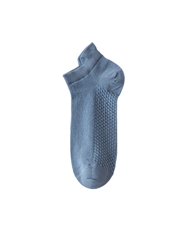 Men's Thin Mesh Breathable Socks Wicking Odor Control Stay Put Cushioned Sole Ankle Socks Blue One Size