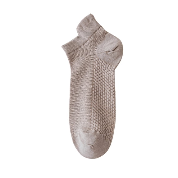 Voska Men's Thin Mesh Breathable Socks Wicking Odor Control Stay Put Cushioned Sole Ankle Socks Khaki One Size
