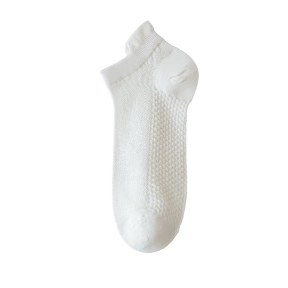 Voska Men's Thin Mesh Breathable Socks Wicking Odor Control Stay Put Cushioned Sole Ankle Socks White One Size
