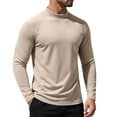 thumbnail image 1 of Voska Mens Workout Shirts Long Sleeve Moisture Wicking Athletic Tee UPF 50 Sun Shirt, Lightweight Quick Dry Performance for Running & Fishing Beige L, 1 of 9