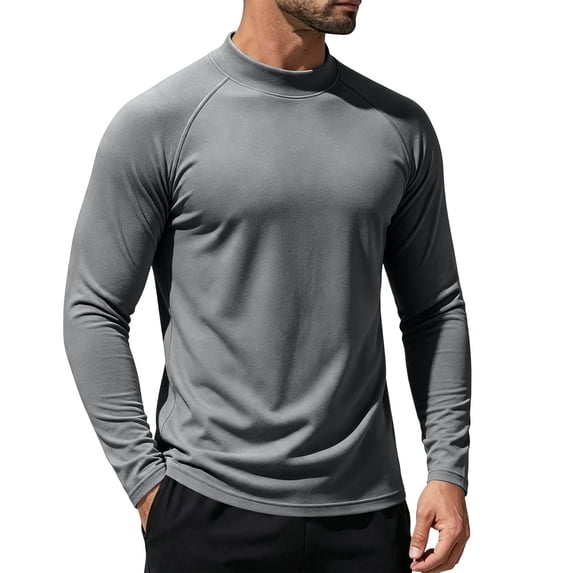 Voska Mens Workout Shirts Long Sleeve Moisture Wicking Athletic Tee UPF 50 Sun Shirt, Lightweight Quick Dry Performance for Running & Fishing Gray XL