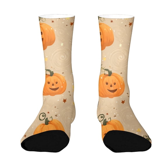 Voska Pumpkin Bat Patterns Stretch Mid-Calf Socks - Designed specifically for running, stylish and breathable for training. Khaki One Size