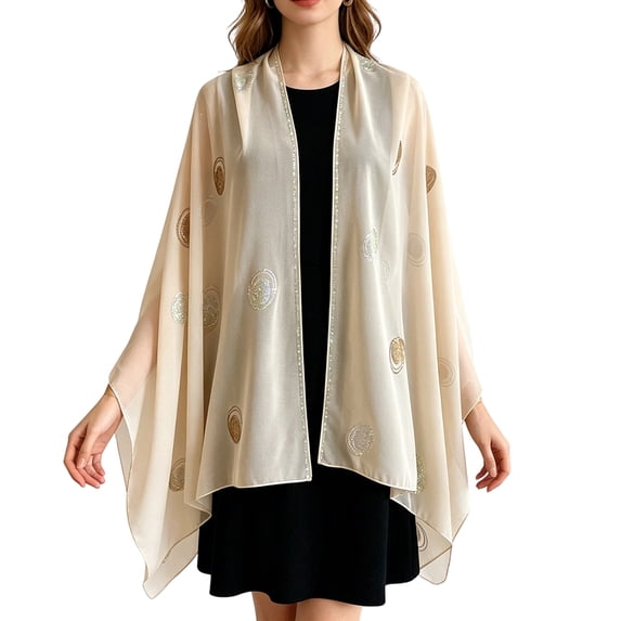 Voska Silk Wool Feeling Shiny Scarf Wrap Women Elegant Shawl for Evening Dresses Scarf Flower silk Pashmina Shawl Beige One Size