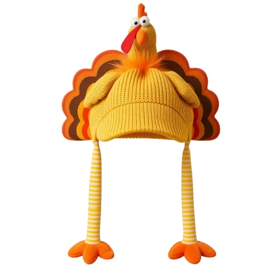 Voska Thanksgiving Turkey Knitted Hats Adult Turkey Cap for Women Men Thanksgiving Night Event Dress-up Cosplay Costume Accessories B One Size