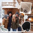 thumbnail image 1 of Voska Thick Knit Maple Leaf Ear Protection Pullover Hat For Men Women Soft Polyester Warm Winter Beanie Stylish Cold Weather Headgear Gray, 1 of 5