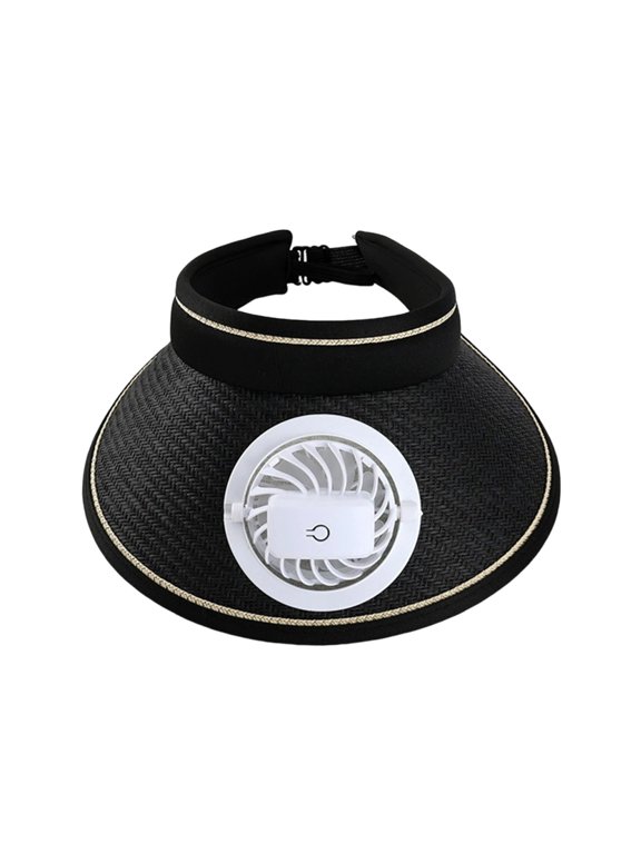 Ultralight Sun Visor Hat With Rechargeable Fan UPF50 Adjustable Beach Golf Outdoor Hat Black