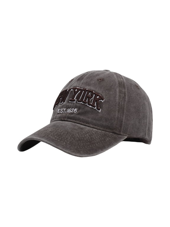 Unisex New York Letter Embroidered Baseball Cap Adjustable Breathable Polyester Cotton Outdoor Hat Brown