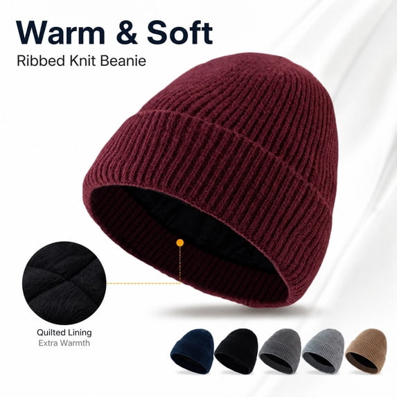 Voska Unisex Thick Fleece Lined Outdoor Cycling Beanie Hat Warm Acrylic Stretch Skull Cap Winter Fall Casual Gift for Women Men Light Gray One Size
