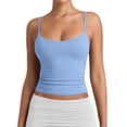thumbnail image 1 of Voska Women's Basic Double Lined Scoop Neck Tank Tops Summer Cami Top | Adjustable Spaghetti Strap,Soft Skin Stretch,Slim Fit for Everyday Wear Sky Blue XS, 1 of 7