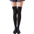 thumbnail image 1 of Voska Women's Bow Knee High Socks, Halloween Cosplay Long Cotton Thigh High Socks G One Size, 1 of 7