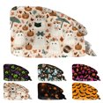 thumbnail image 1 of Voska Women's Halloween Print Scrub Cap Work Hat Cotton Adjustable Breathable Full Coverage Nurse Hat Cosplay Daily Shower Hair Cap Black one size, 1 of 6