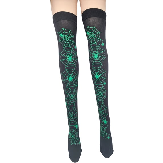 Voska Women's Halloween Print Thigh High Tube Socks Soft Stretchy Party Holiday Festival Decor C One Size