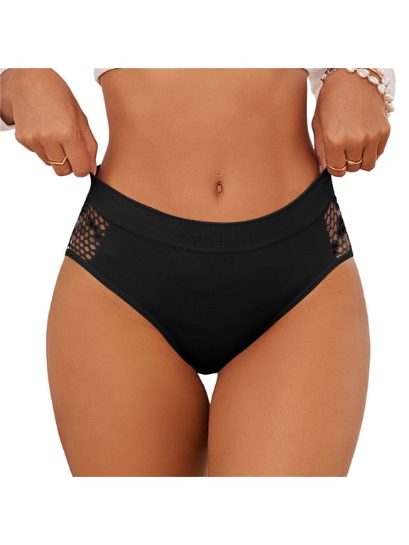 Women's Mid Waist Butt Lifter Panties Tummy Control Cutout Sides Seamless Underwear Black S