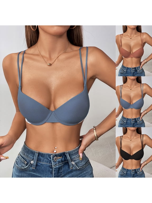 Women's Push Up Bra Adjustable Straps Nylon Shaping Triangle Cup Low Cut Everyday Lingerie for Women Girls Red 75C