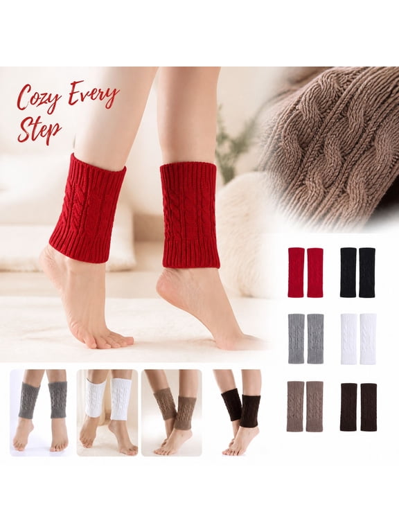 Women's Short Cable Knit Boot Cuffs Warm Leg Warmers Cozy Winter Daily Wear Home Outdoor Gift for Women White One Size