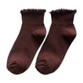 thumbnail image 1 of Voska Women's Soft Ruffle Lace Ankle Socks Breathable Stretchy Fashion Casual Daily Wear Coffee One Size, 1 of 2