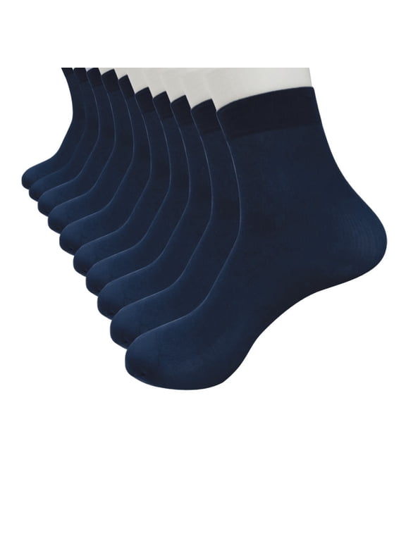 Women‘s Ultra Thin Silky Fiber Short Socks Breathable Deodorant Stretchy 10 Pairs Summer Dark blue
