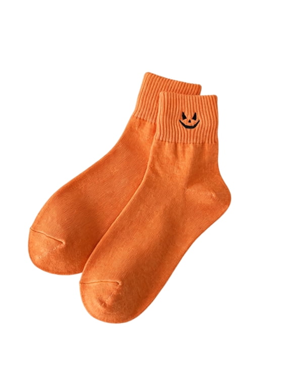 Womens Halloween Knit Mid Calf Socks Soft Wicking Odor Resistant Casual Fall Winter Warm Socks