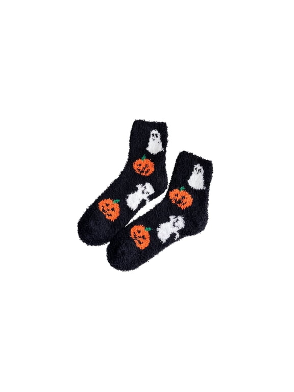 Womens Halloween Thick Cozy Mid Calf Socks Novelty Fun Pattern Breathable Fall Winter Warm Socks