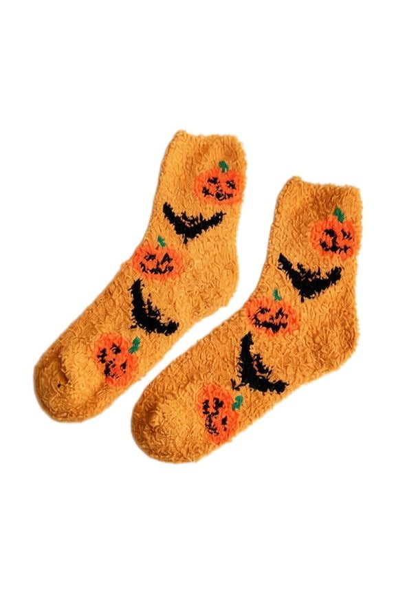 Womens Halloween Thick Cozy Mid Calf Socks Novelty Fun Pattern Breathable Fall Winter Warm Socks