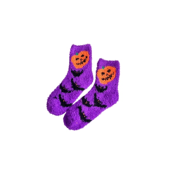 Voska Womens Halloween Thick Cozy Mid Calf Socks Novelty Fun Pattern Breathable Fall Winter Warm Socks