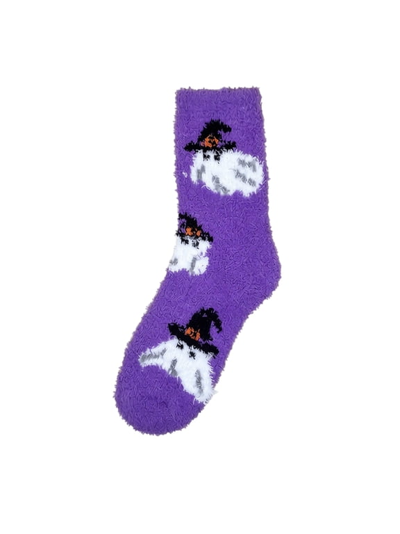 Womens Halloween Thick Warm Mid Calf Socks Novelty Cozy Fall Winter Loungewear