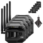 Vosker V150 Solar-Powered LTE Cellular Home Security Outdoor Camera Motion Activated Sensor Nightvision Wireless Camera Receive Photos on Your Mobile App with SD CARDS and Cleaning Cloth 4PK