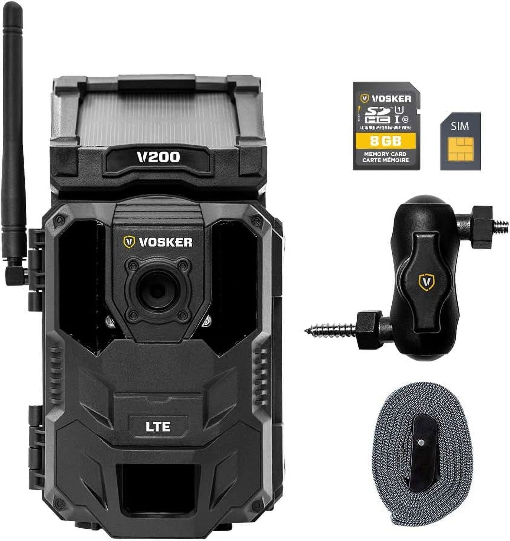 Vosker V200 | Cellular Security Camera | Built-in Solar Panel | LTE, Wireless, Weatherproof, No Wi-Fi Required | Motion Activated Outdoor Surveillance Cameras (V200)
