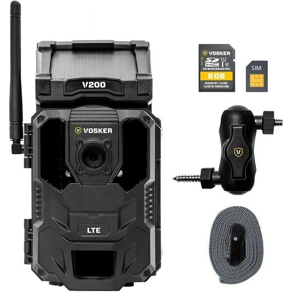 Vosker V200 | Cellular Security Camera | Built-in Solar Panel | LTE, Wireless, Weatherproof, No Wi-Fi Required | Motion Activated Outdoor Surveillance Cameras (V200)