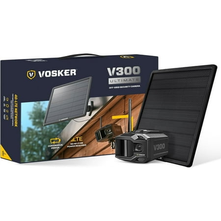 Vosker - V300 Ultimate Outdoor Wireless 1080p Security System with External Solar Panel - Black