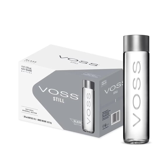Voss Artesian Still Water 375mL 12.7 Fluid Ounce Glass Bottled (12 Pack) - Premium Still Water Imported from Norway