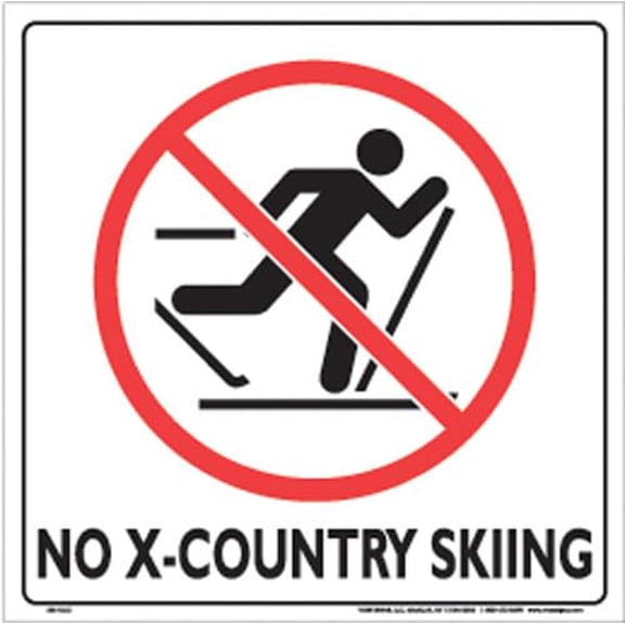Voss Signs 333 NCC WP White Plastic Sign 12" - No X-Country Skiing