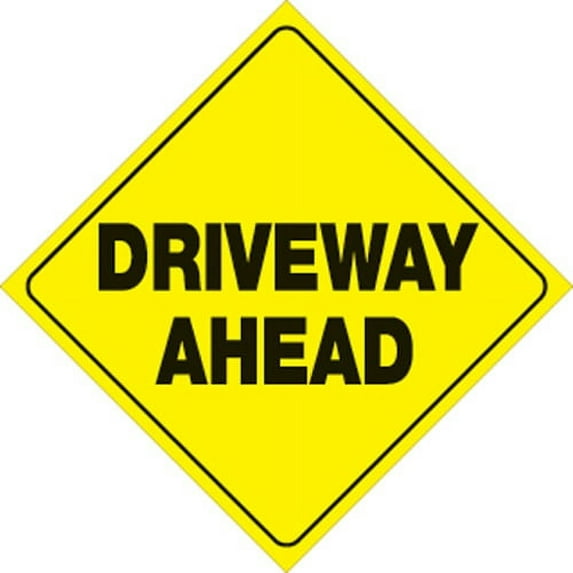Voss Signs 426 DRA YR Yellow Plastic Reflective Sign12" - Driveway Ahead