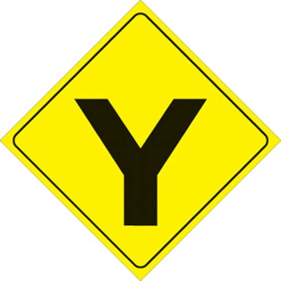 Voss Signs 437 Y Yr Yellow Plastic Reflective Sign 12" - Y-intersection