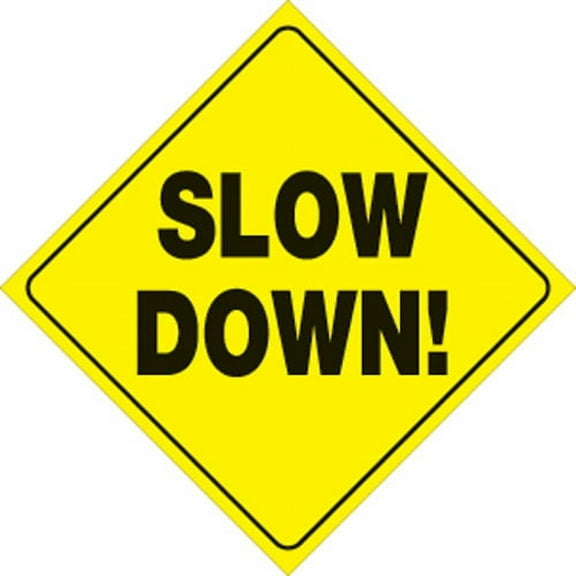 Voss Signs 445 Sd Yr Yellow Plastic Reflective Sign 12" - Slow Down