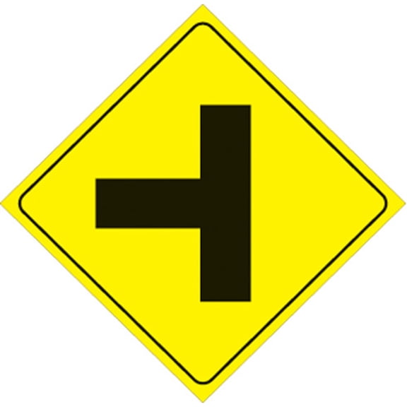 Voss Signs 467 Lt Yr Yellow Plastic Reflective Sign 12" - Left T-intersection