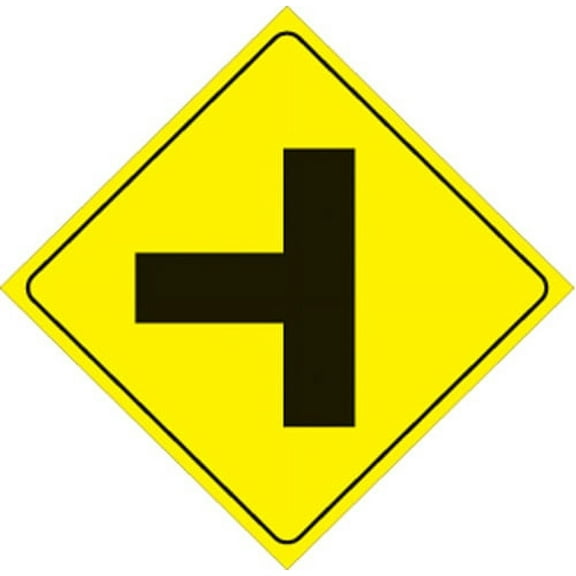 Voss Signs 467 LT YR Yellow Plastic Reflective Sign12" - Left T-Intersection