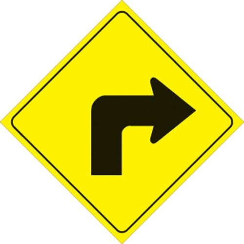 Voss Signs 469 Rt Yr Yellow Plastic Reflective Sign 12" - Right Turn