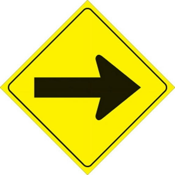 Voss Signs 483 A YR Yellow Plastic Reflective Sign 12" - Arrow